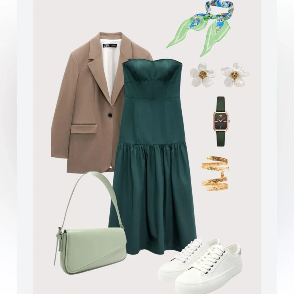 Zara Topstitched Midi Dress - Picture 17 of 17